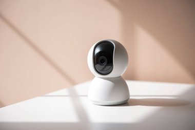 Beyaz video kamera bebekleri, çocukları ya da evin çeşitli bölgelerini izlemek için.