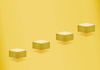3D display product podium scene. Abstract yellow background. You can use for show cosmetic products, stage showcase. Vector illustration
