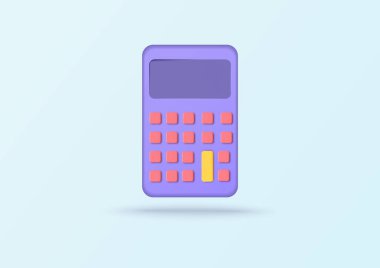 Yumuşak yeşil pastel arka planda 3 boyutlu calutator. İnternetten alışveriş, satış, terfi, indirim. Minimum çizgi film simgesi. Vektör illüstrasyonu