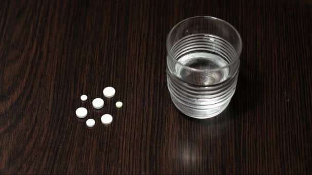 Gros Plan Sur Consommation Pilules Prendre Des Médicaments Elle Insomnie — Video