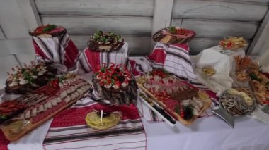 Ukrainian dishes on the buffet, a lot of delicious things