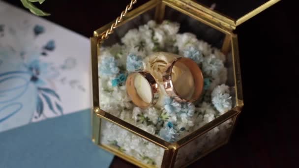 Wedding Rings Box Wedding Rings Flowers — Video Stock