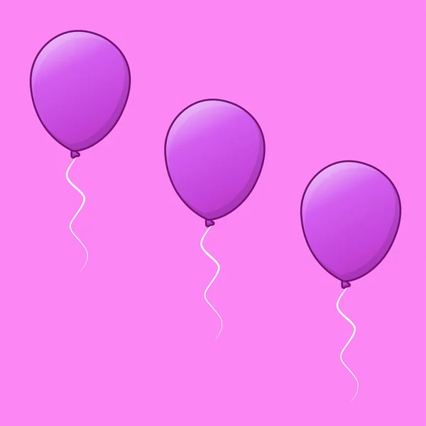 Ilustrasi Balon Datar Tiga Warna Ungu — Stock Vector