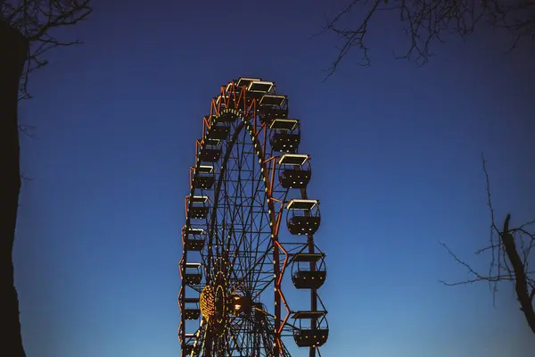 La ruota panoramica brilla di notte. — Foto Stock
