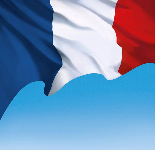 Färgglada viftande flagga Frankrike, tricolor — Stockfoto