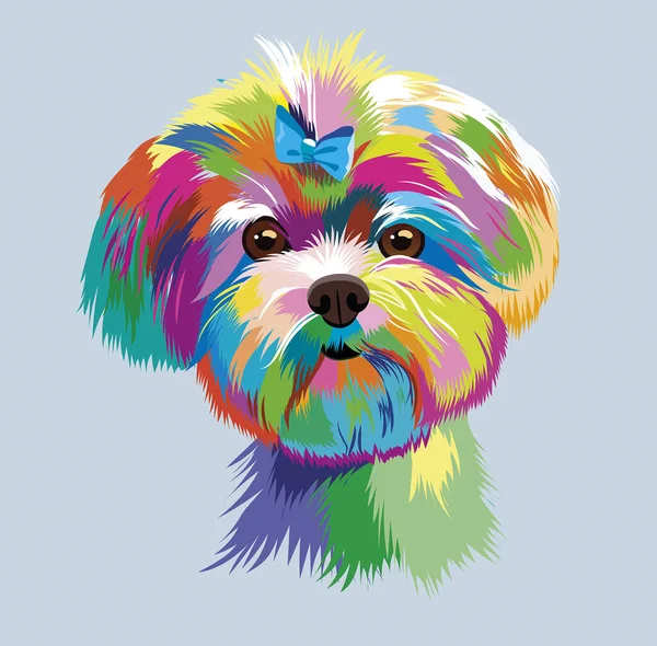 Head of Little color dog in pop art — Stock Vector