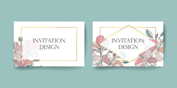 Ensemble Deux Modèles Cartes Invitation Horizontales Carte Invitation Est Faite — Image vectorielle