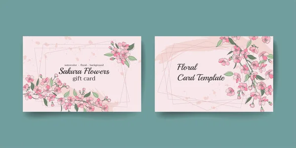 Invitation card templates using sakura flowers — Vetor de Stock
