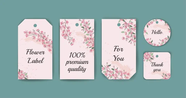 Set of tags on sale using sakura flowers. — Wektor stockowy