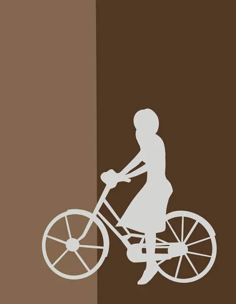 Silueta Una Chica Bicicleta —  Fotos de Stock