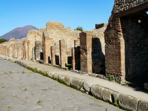 Gamla Trottoaren Gatan Pompeji — Stockfoto