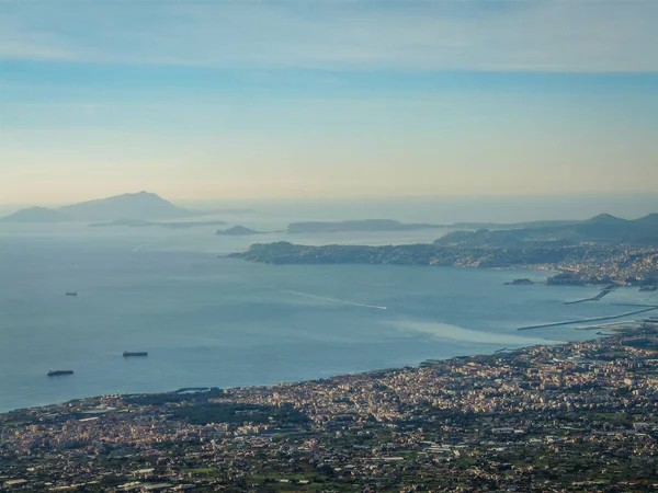 Panorama Della Città Napoli Vista Dal Vesuvio — Foto Stock