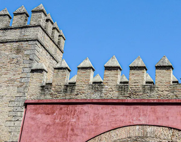 Uma Antiga Muralha Medieval Sevilha — Fotografia de Stock