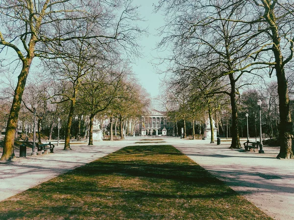 Brüksel 'deki bahar parkında. 