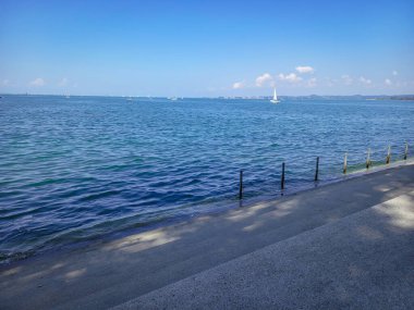 Bodensee 'de güzel beyaz bir yelken. 