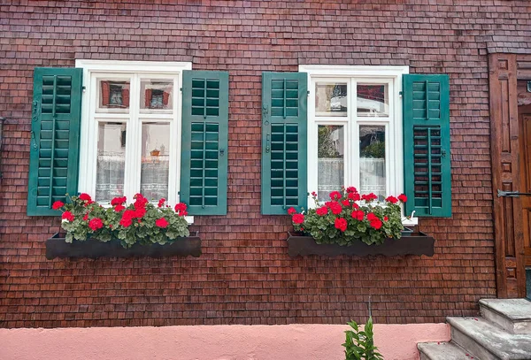 Window Flower Boxes Vorarlberg — Foto de Stock
