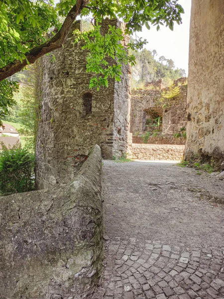 Old Stone Walls Schattenburg Castle Feldkirch — Fotografia de Stock