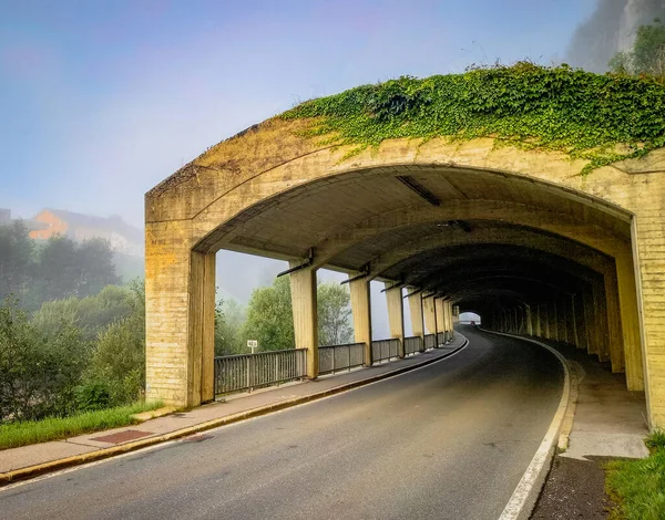 Strada Austria Nella Nebbia Mattina — Foto Stock