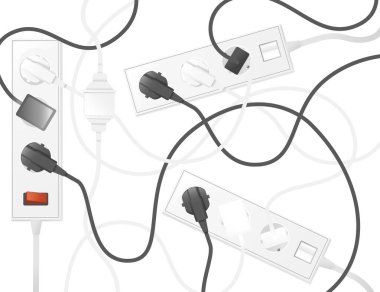Beyaz renk vektör resimlemesi kapalı tubler ile elektrik uzatma kablosu tip c
