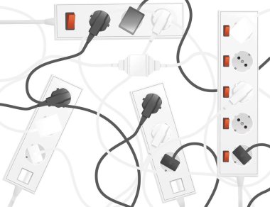 Beyaz renk vektör resimlemesi kapalı tubler ile elektrik uzatma kablosu tip c