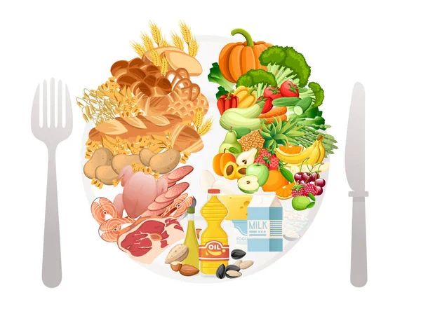 Категории видов пищевых векторных иллюстраций на белом фоне — стоковый вектор