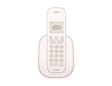 Beyaz arkaplanda modern dijital ev telefonu beyaz renk vektör çizimi