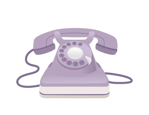 Retro home telephone purple color vector illustration on white background — Stock Vector