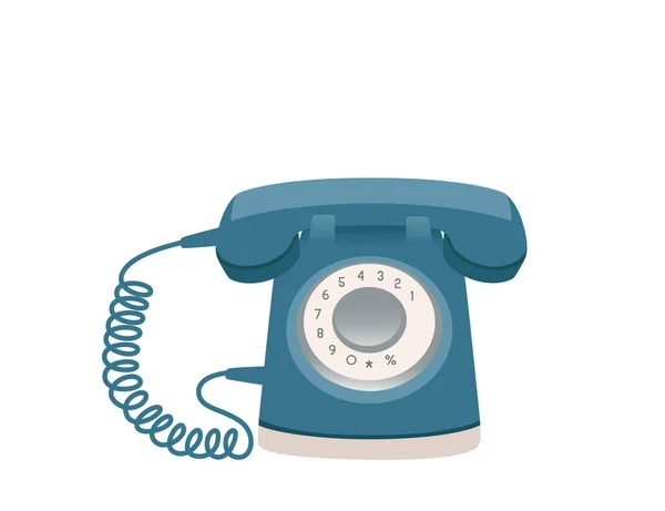 Retro casa telefone turquesa cor vetor ilustração no fundo branco —  Vetores de Stock