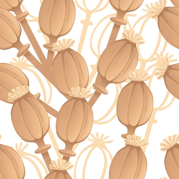罂粟种子调料的无缝线花纹及碾压纸包装矢量图解 — 图库矢量图片
