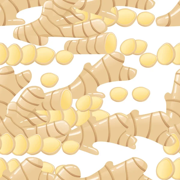 Seamless Pattern Sliced Ginger Seasoning Vector Illustration — Stock Vector
