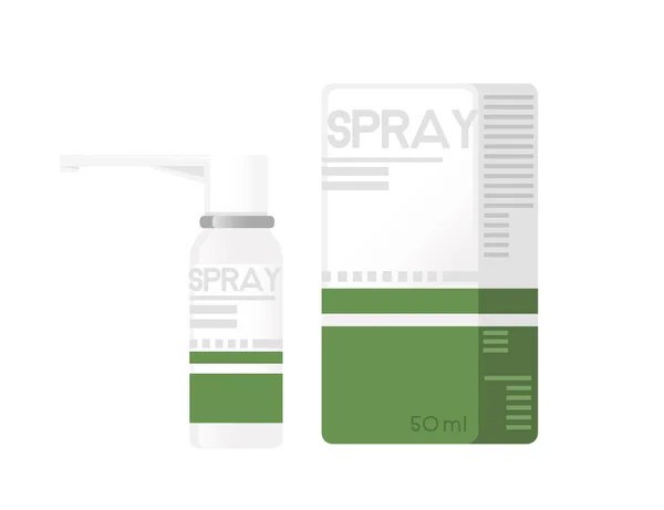 Medical Spray Flaska Med Kartong Förpackning Stål Flaska Med Aerosol — Stock vektor