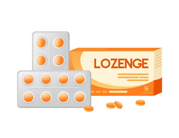 Orange Lozenge Polyester Transparent Blisterförpackning Med Kartong Förpackning Medicinsk Leverans — Stock vektor