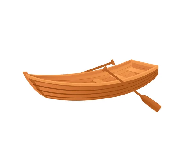 Barco Madeira Clássico Com Remo Vetor Ilustração Sobre Fundo Branco — Vetor de Stock