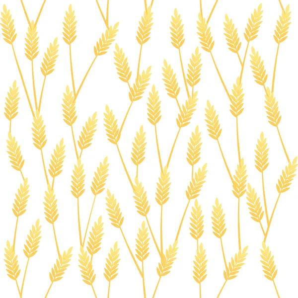 Seamless Pattern Wheat Ears Spikelet Grains Vector Illustration White Background — Stock vektor