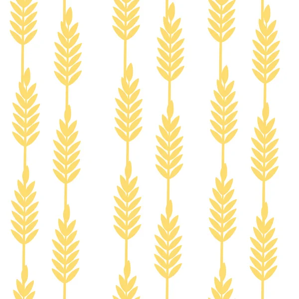 Beyaz Zemin Üzerinde Tahıl Vektör Illüstrasyonuyla Kusursuz Desenli Buğday Kulakları — Stok Vektör