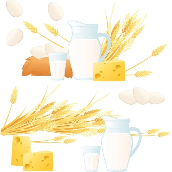 Απρόσκοπτη Μοτίβο Νωπά Γαλακτοκομικά Προϊόντα Γάλα Και Τυρί Διανυσματική Απεικόνιση — Διανυσματικό Αρχείο