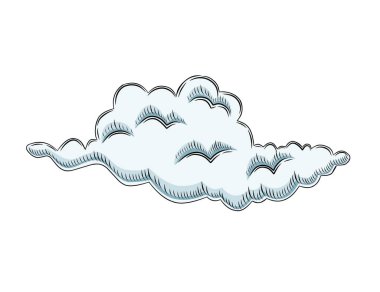 Beyaz arkaplanda elle çizilmiş basit gri bulut vektör çizimi tasarımı