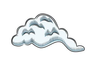 Beyaz arkaplanda elle çizilmiş basit gri bulut vektör çizimi tasarımı