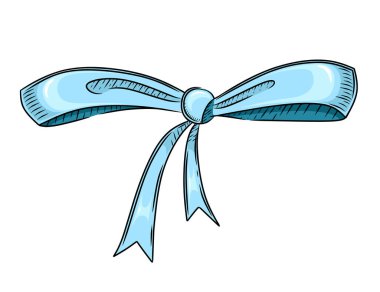 Hand drawn style simple blue color bow tie vector illustration sketch design on white background