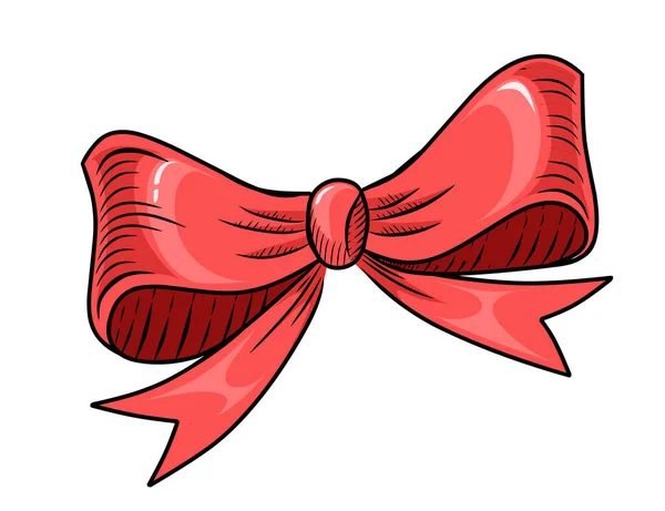Style Dessiné Main Simple Couleur Rouge Noeud Papillon Vectoriel Illustration — Image vectorielle