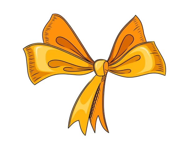 Style Dessiné Main Couleur Orange Simple Noeud Papillon Vectoriel Illustration — Image vectorielle