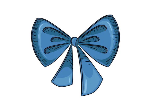 Hand Drawn Style Simple Blue Color Bow Tie Vector Illustration — Image vectorielle