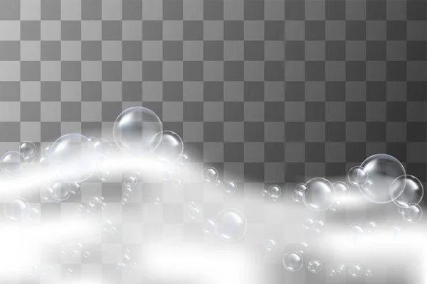 Realistic Bath Foam Soap Bubbles Vector Illustration — ストックベクタ