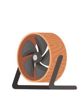 Kahverengi ve siyah masa başı elektrikli fan vektör çizimi beyaz arkaplanda izole edildi.