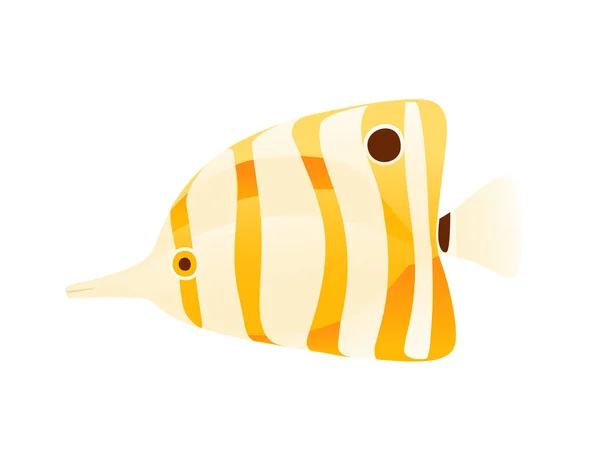 Exotic Tropical Aquarium Fish Butterflyfish Vector Illustration Isolated White Background — Vettoriale Stock