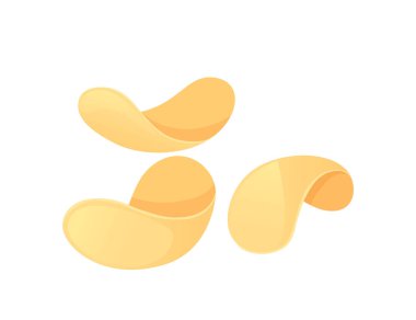 Kızarmış patates cipsi beyaz arka planda izole edilmiş besin vektör çizimi hazırladı.