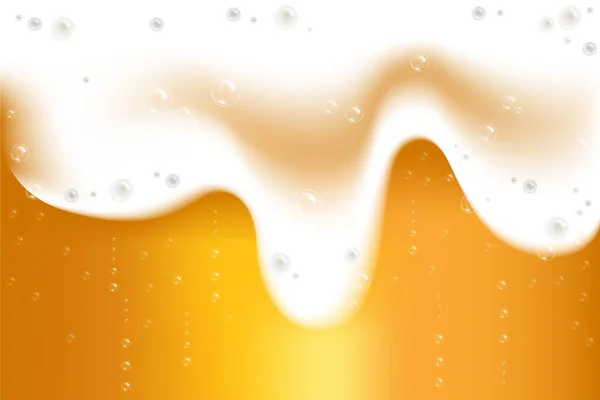 Golden Beer Foam Bubbles Beer Glass Vector Illustration — Stockový vektor