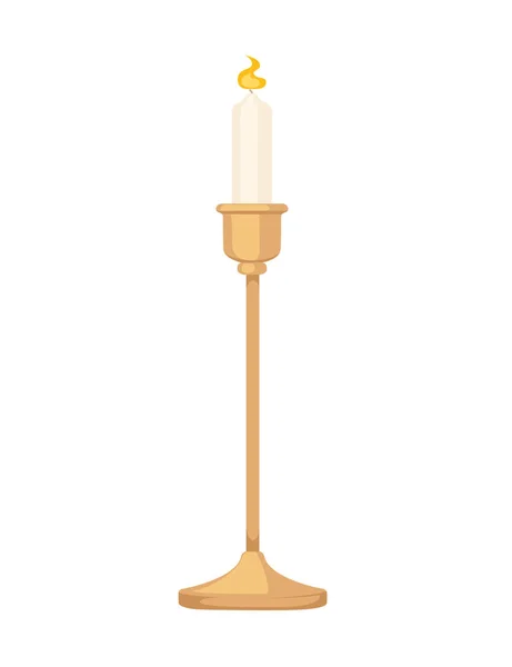 Candle Candlestick Stand Vintage Design Vector Illustration Isolated White Background — Vettoriale Stock
