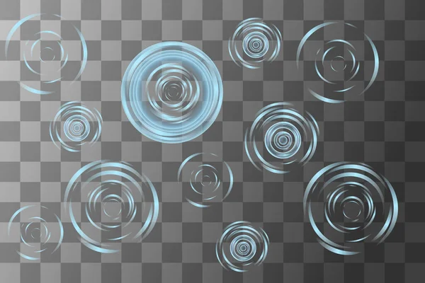 Water Ripple Transparent Background Blue Color Top View Circle Water — Vector de stock