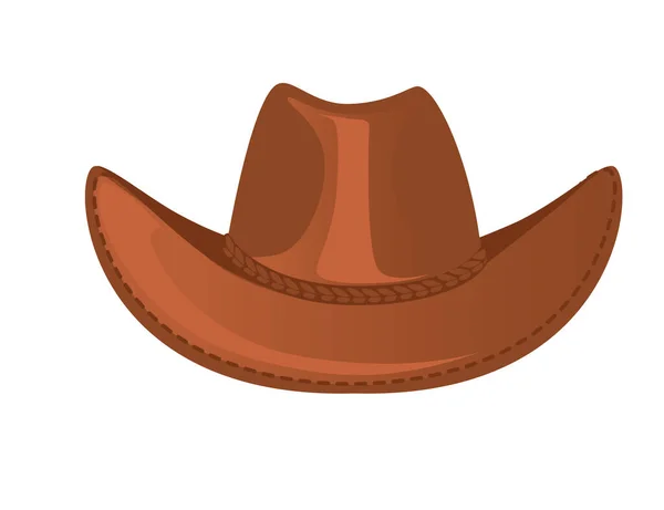 Brown Color Leather Cowboy Hat Vector Illustration Isolated White Background — Stock Vector
